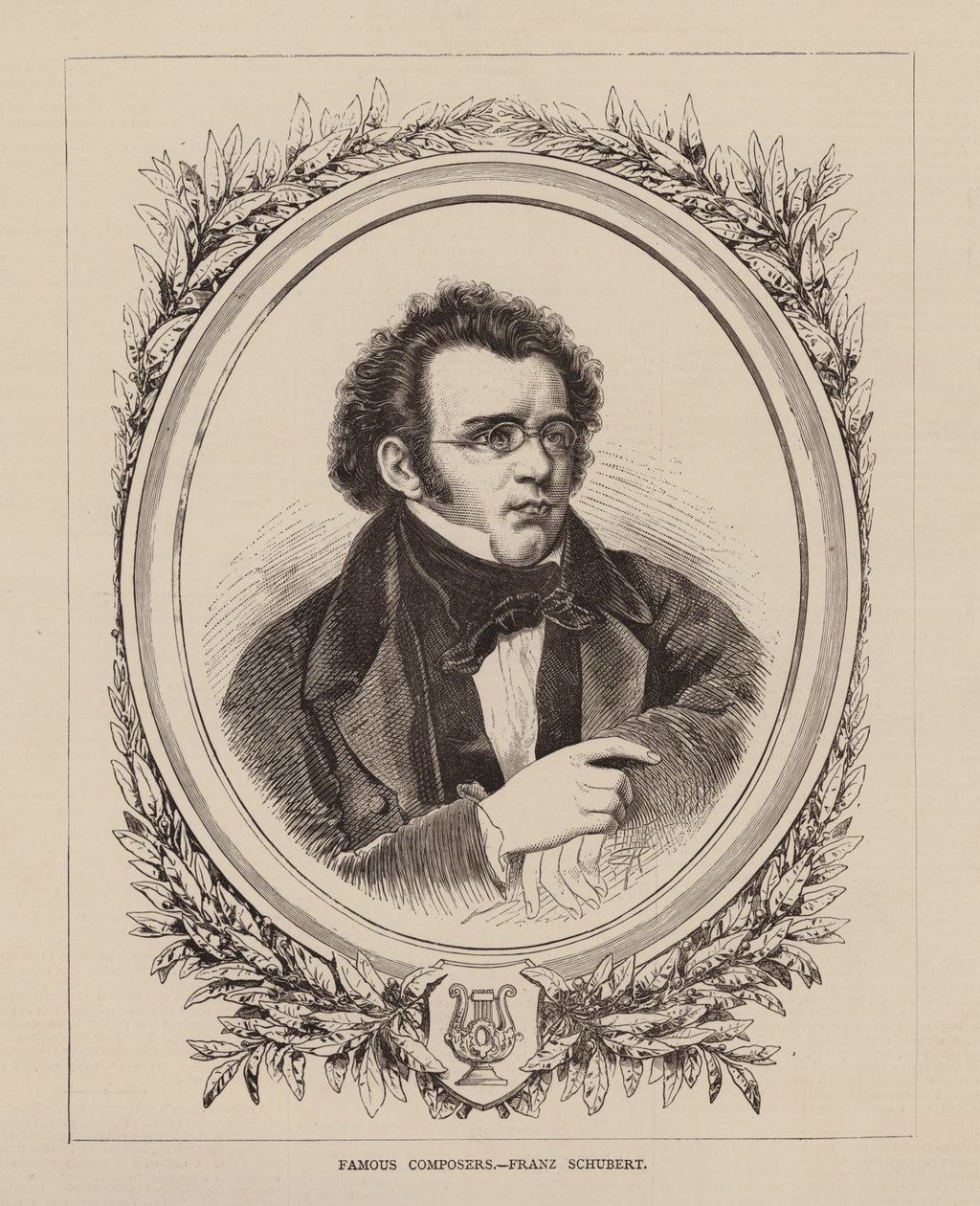 Beroemde componisten, Franz Schubert (gravure) door English School