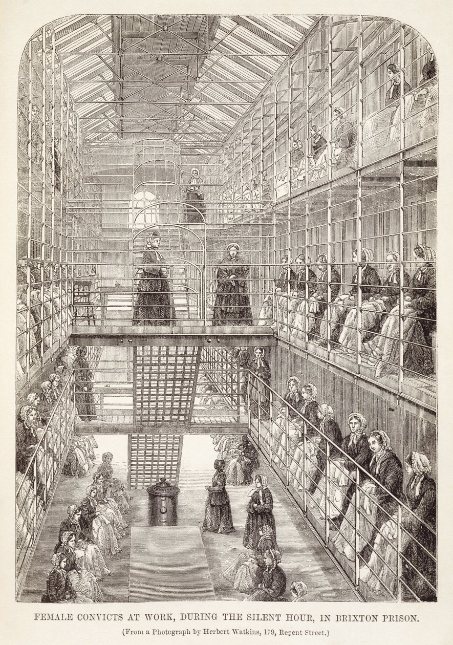 Vrouwelijke Gevangenen aan het Werk tijdens het Stille Uur in de Brixton Gevangenis, uit The Criminal Prisons of London and Scenes of Prison Life door Henry Mayhew (1812-87) en John Binny, 1860 door English School