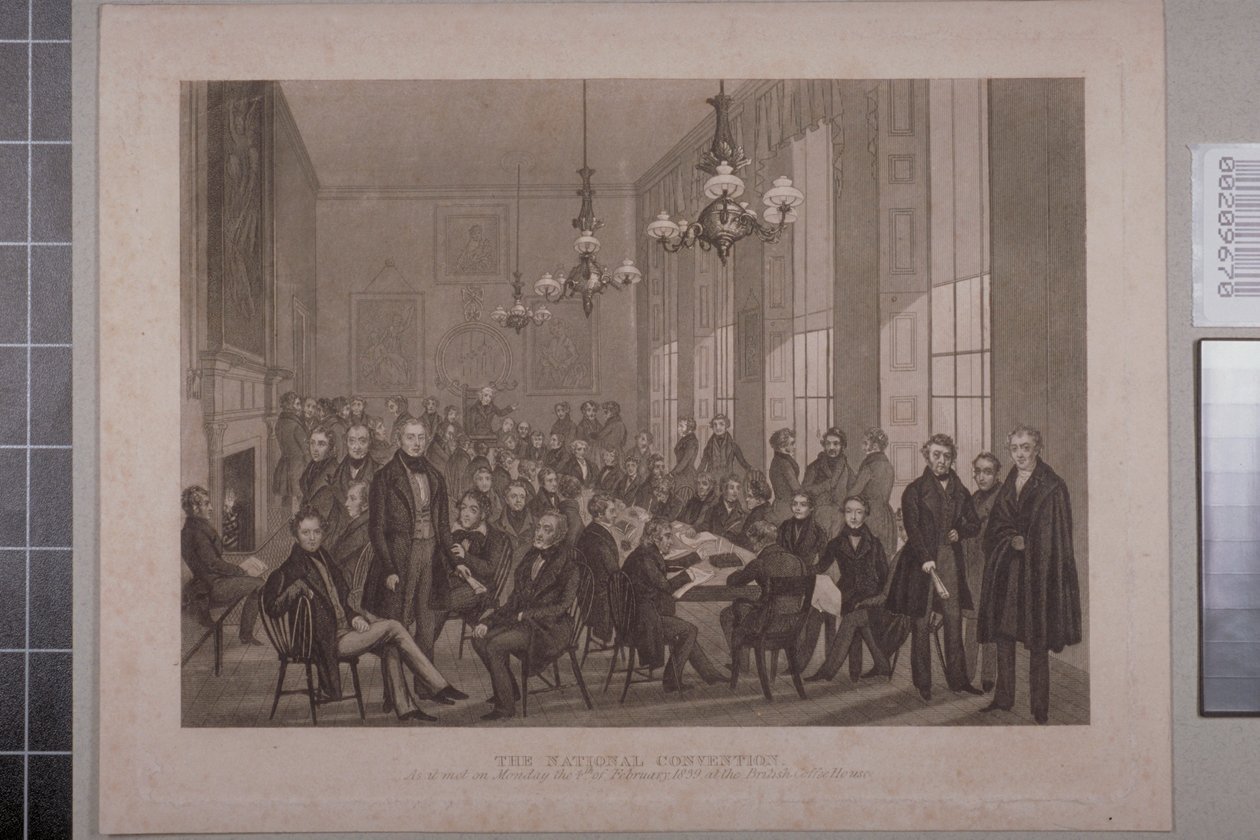 Eerste Chartist Meeting, British Coffee House op Cockspur Street door English School