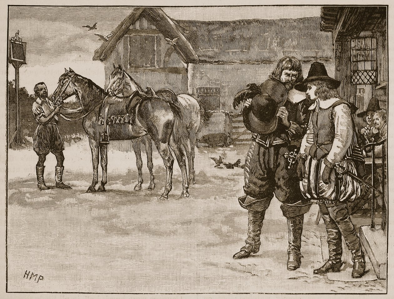 Vlucht van Lady Arabella Stuart, illustratie uit Cassells Geïllustreerde Geschiedenis van Engeland door English School