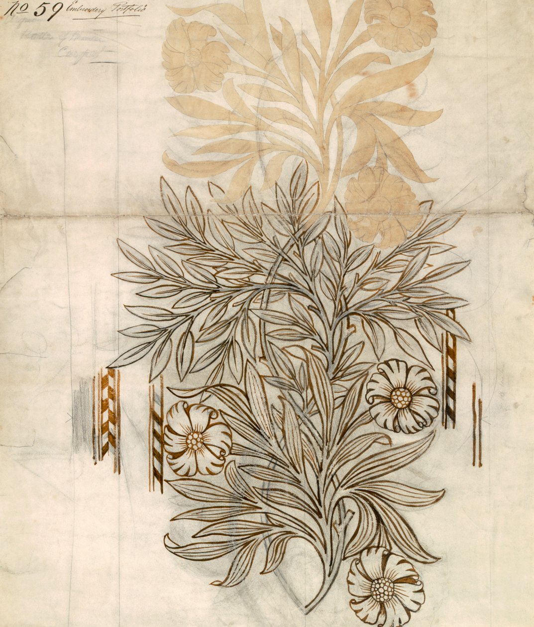 Bloemmotiefontwerp voor Morris and Co. door English School