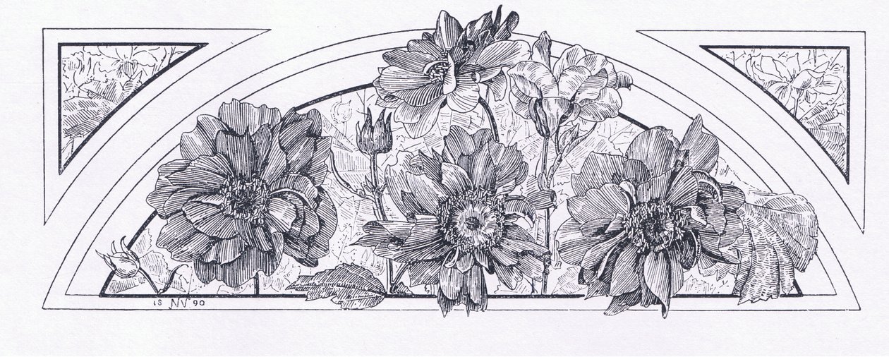 Bloemontwerpen, uit The Magazine of Art 1893, Cassell and Company, 1893 door English School