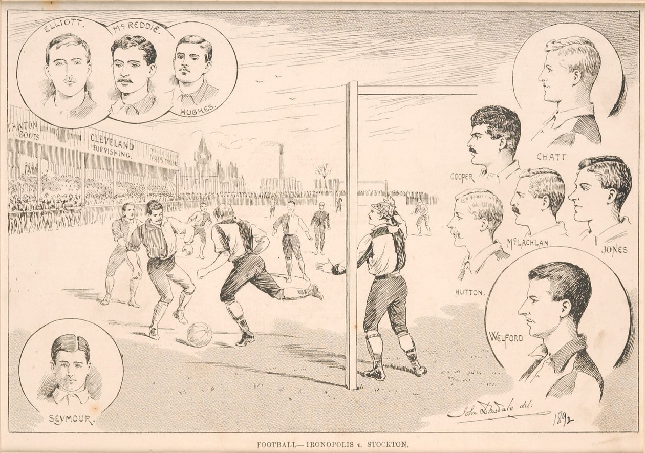 Voetbal - Ironopolis v. Stockton, 1892 door English School