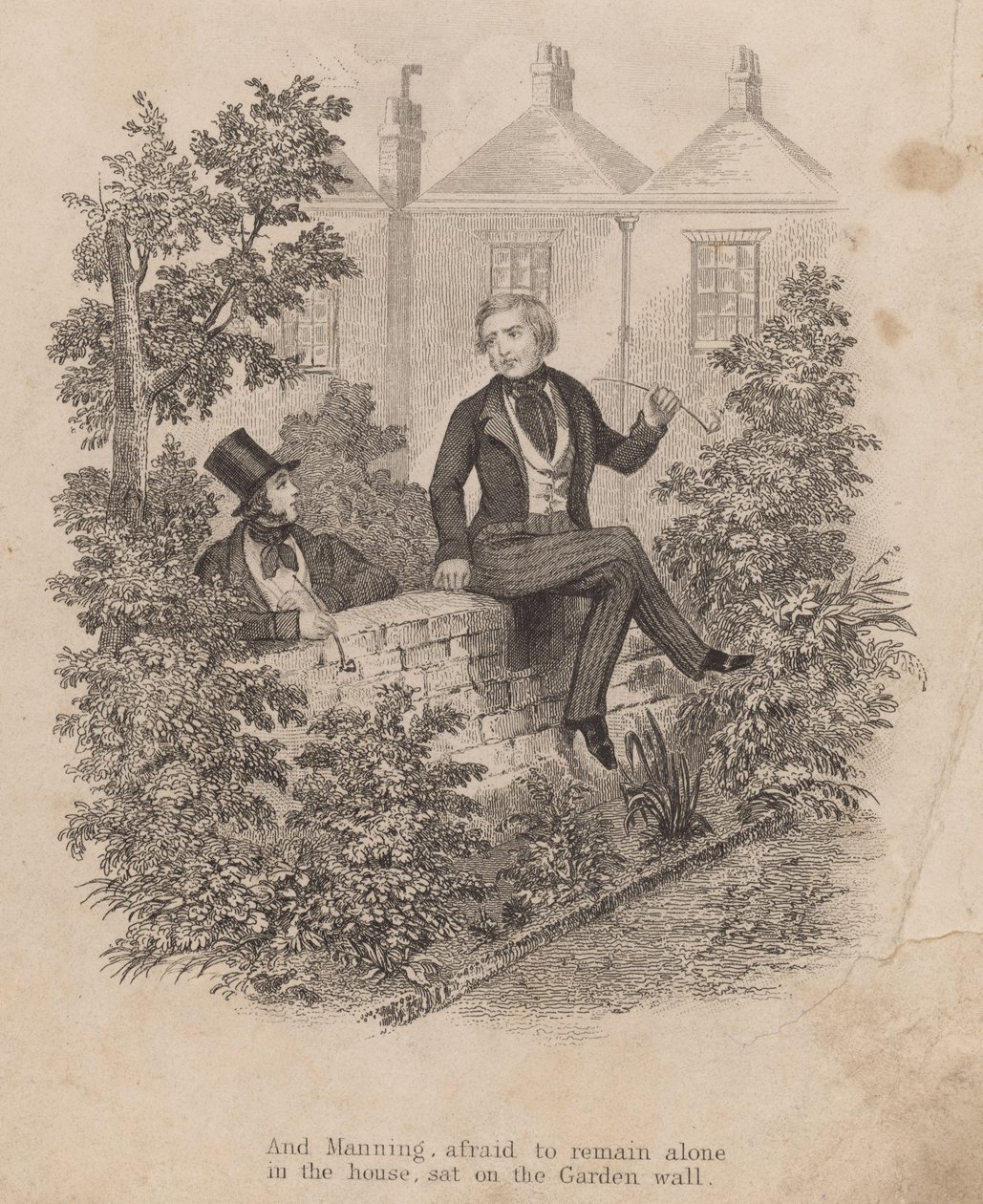 Frederick George Manning zittend op een muur na de moord op Patrick O