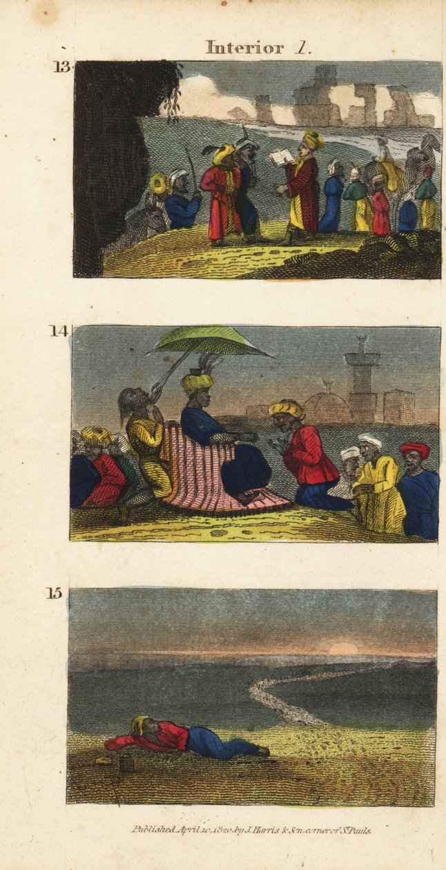 Frederick Horneman leest de Koran voor aan de Berbers van de Siwa-oase, een karavaan begroet de sultan van Fezzan en een reiziger achtergelaten in de woestijn door English School