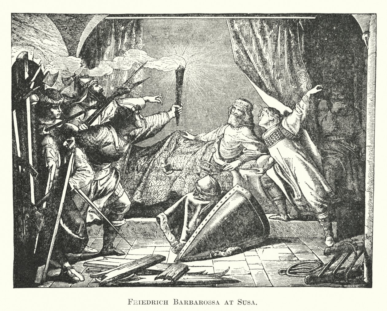 Friedrich Barbarossa bij Susa (gravure) door English School