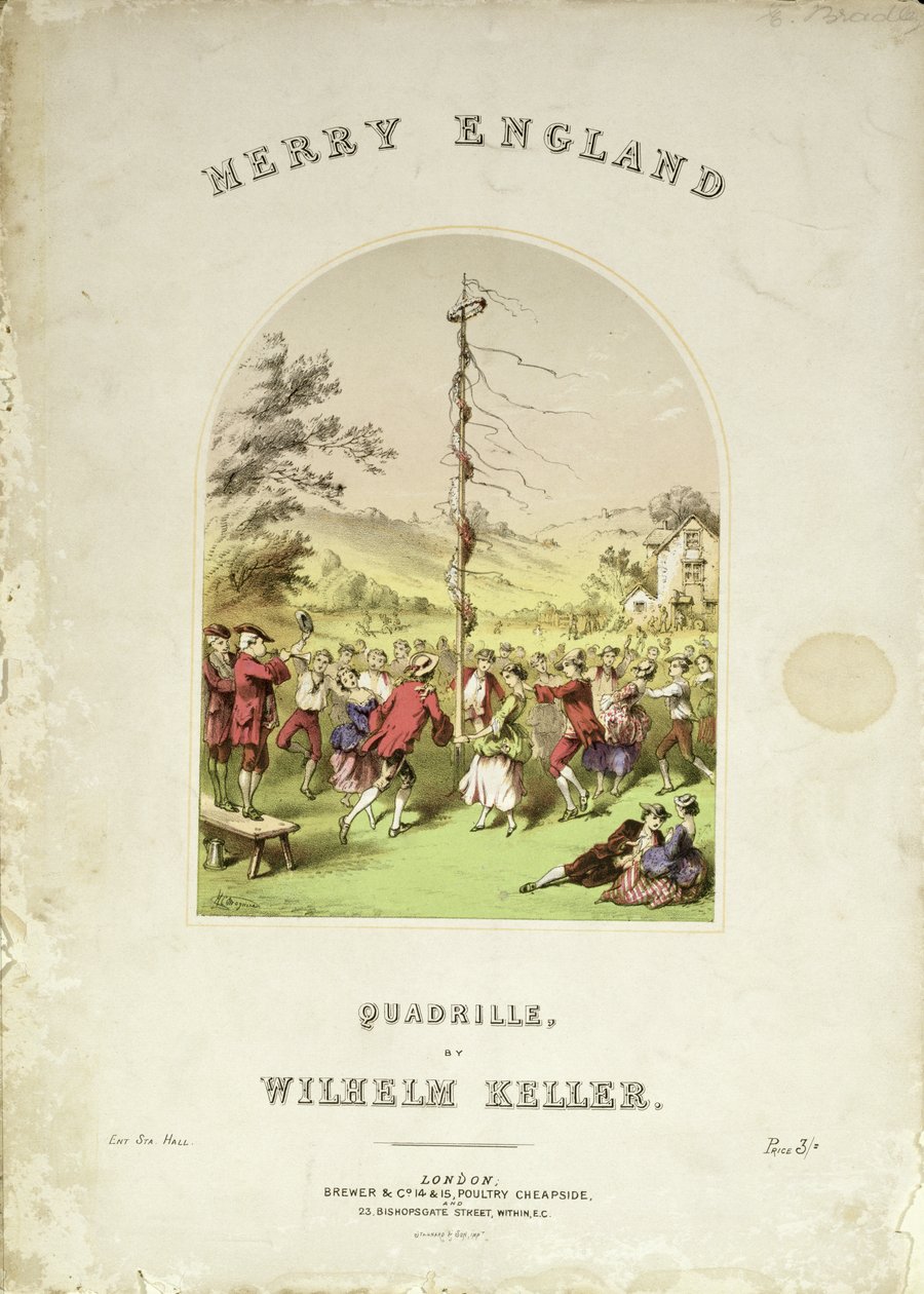 Voorkant van de partituur voor Merry England, een quadrille door Wilhelm Keller door English School