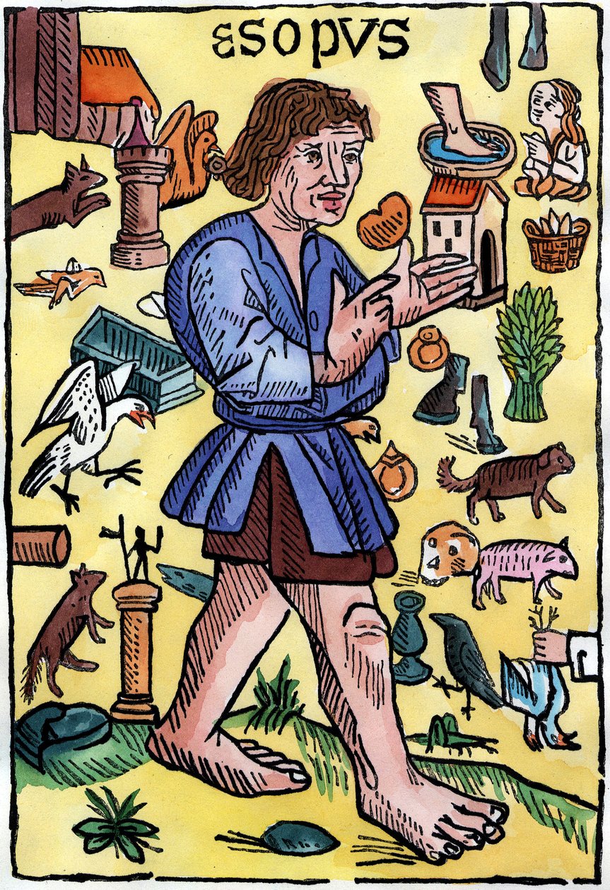 Frontispice van de "Fabels" van Esope, edities gedrukt in Engeland door William Caxton (1422? - 1491) door English School