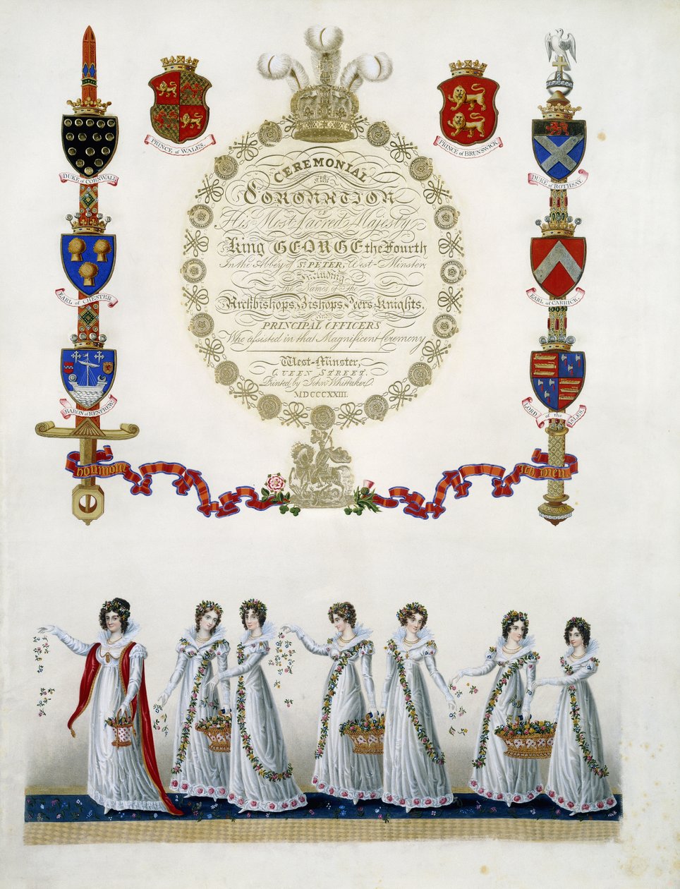 Frontispice, uit "Ceremonial of the Coronation of his Most Sacred Majesty King George the Fourth", door John Whittaker, 1823 door English School