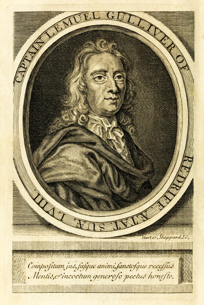 Frontispice portret van Kapitein Lemuel Gulliver uit 
