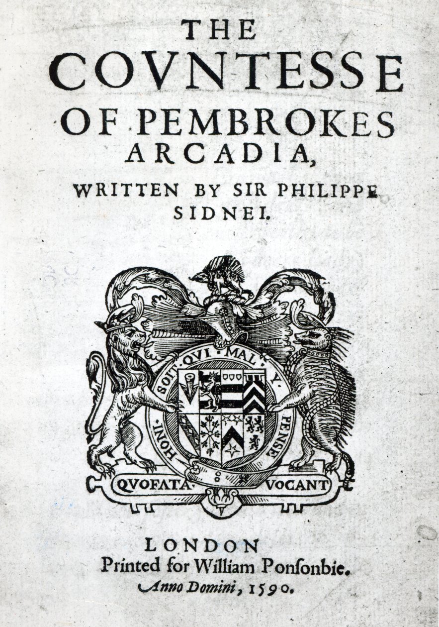 Frontispice van The Countess of Pembrokes Arcadia door Sir Philip Sidney, 1590 door English School