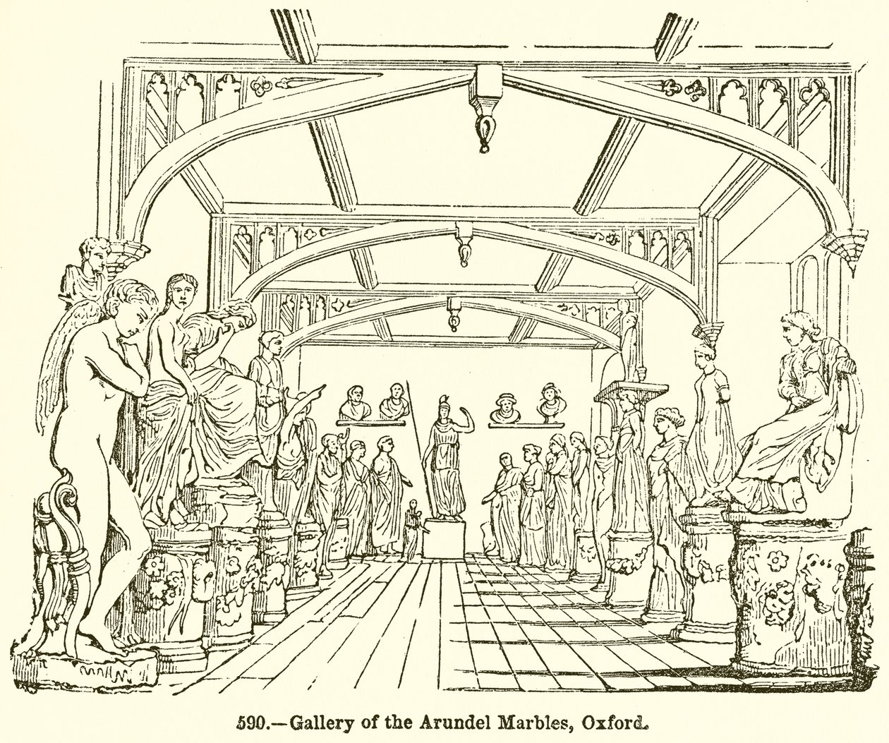 Galerij van de Arundel Marbles, Oxford (gravure) door English School