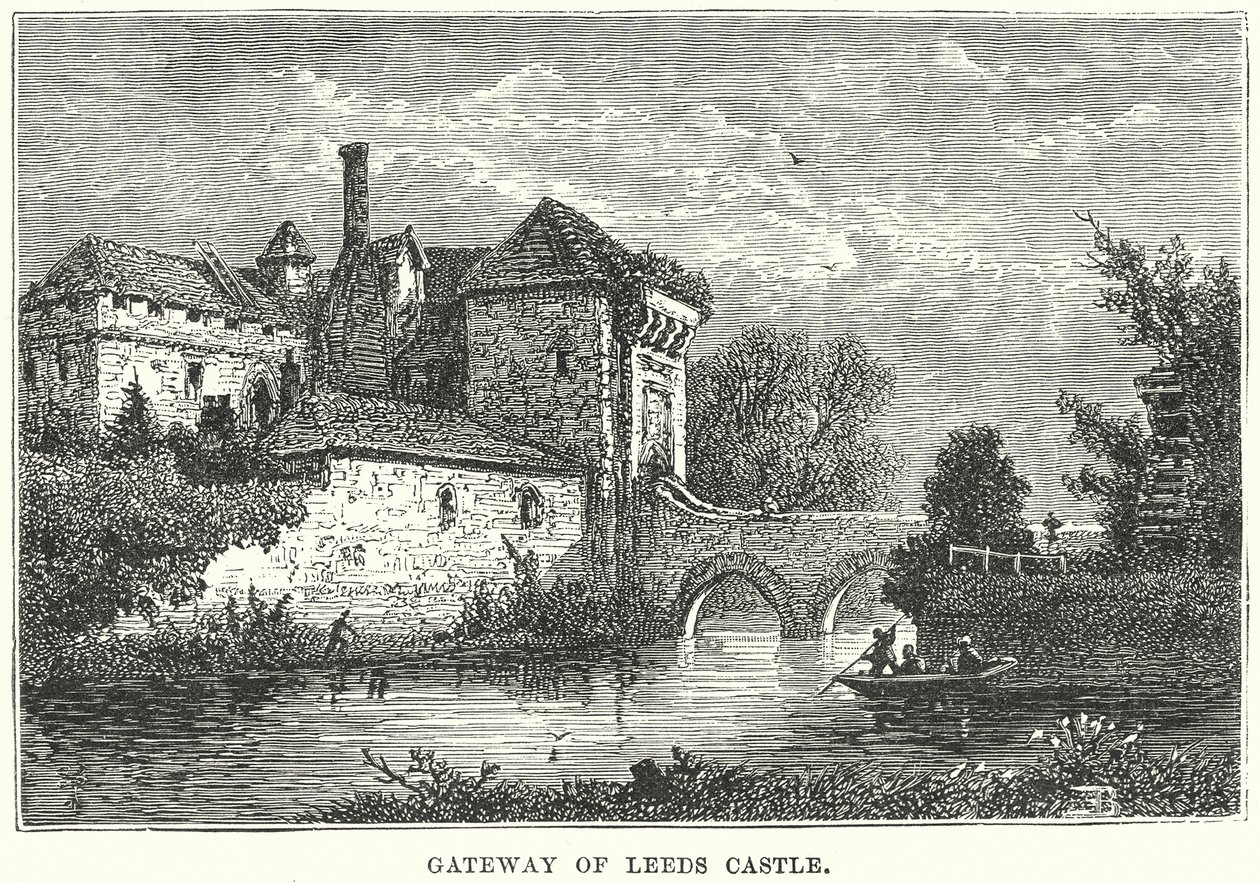 Poort van Leeds Castle (gravure) door English School