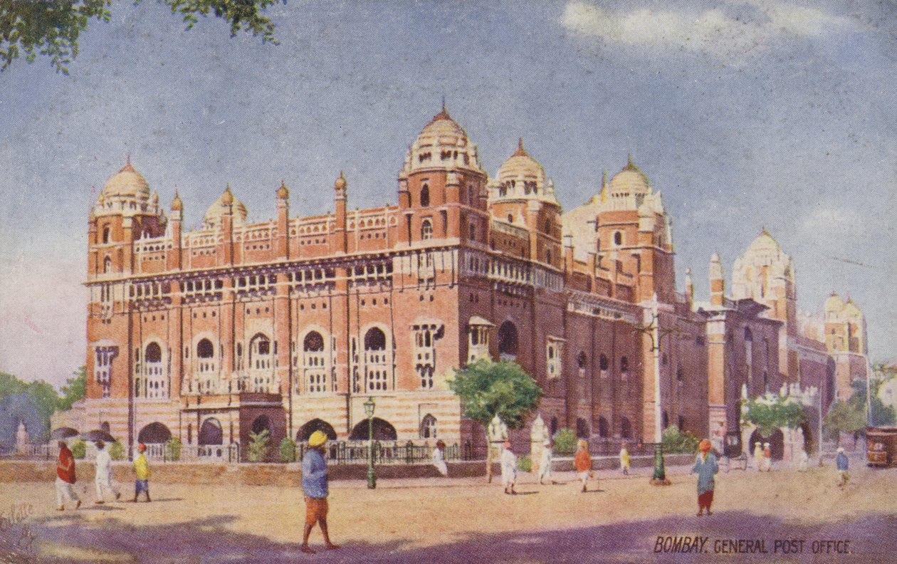 Algemeen postkantoor, Bombay (kleurenlitho) door English School