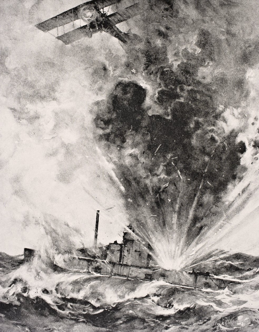 Duitse onderzeeër gebombardeerd en gezonken op 26 augustus 1915, uit 