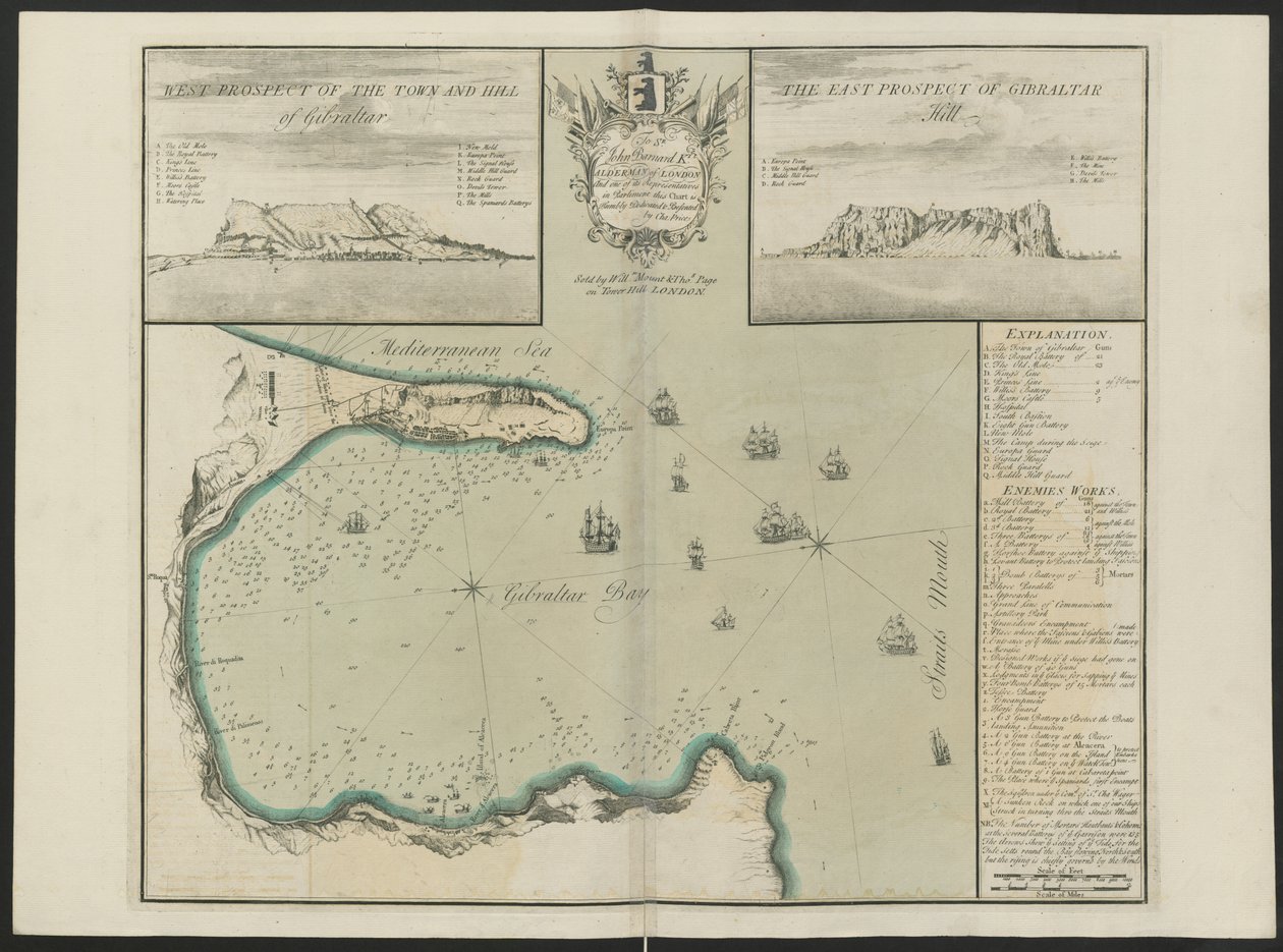 Gibraltar Bay (West en Oost Prospect van G. Hill.) Door C. Price door English School