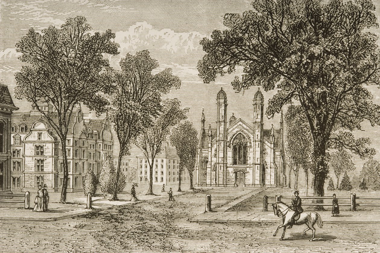 Gore Hall, Harvard University in c.1870, uit 