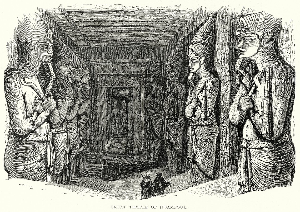 Grote tempel van Ipsamboul (gravure) door English School