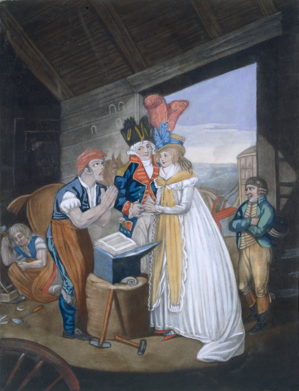 Gretna Green, Of het Hete Huwelijk, uitgegeven door Aurrie & Whittle, 1794 door English School