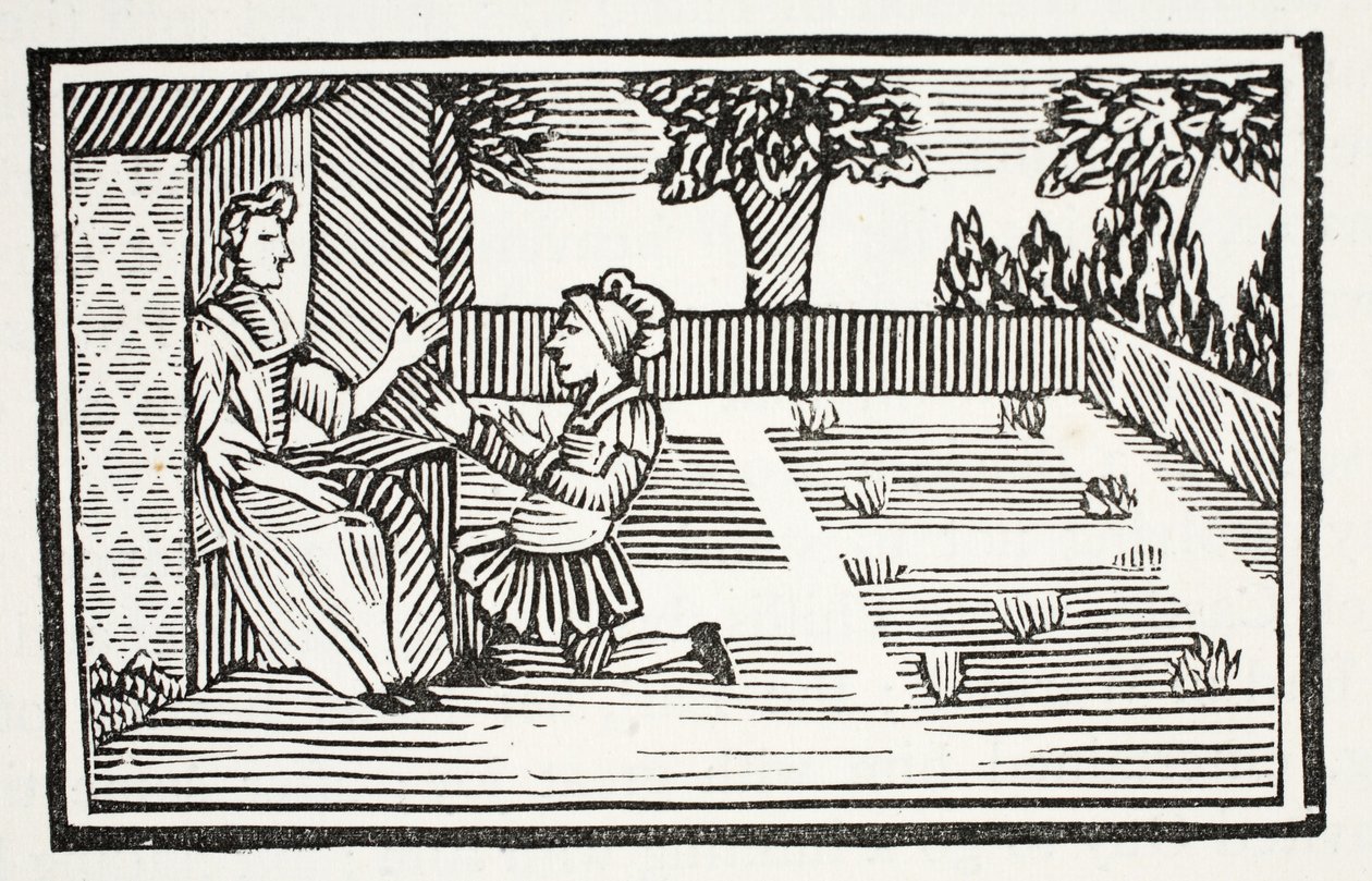 Guy het hof maakt aan Schone Phillis, illustratie uit Chap-books van de Achttiende Eeuw door John Ashton, uitgegeven 1882 door English School