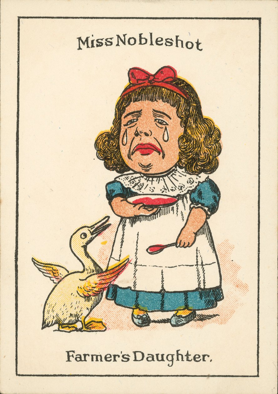 Gelukkige gezinnen: Miss Nobleshot, Boerendochter (kleurenlitho) door English School