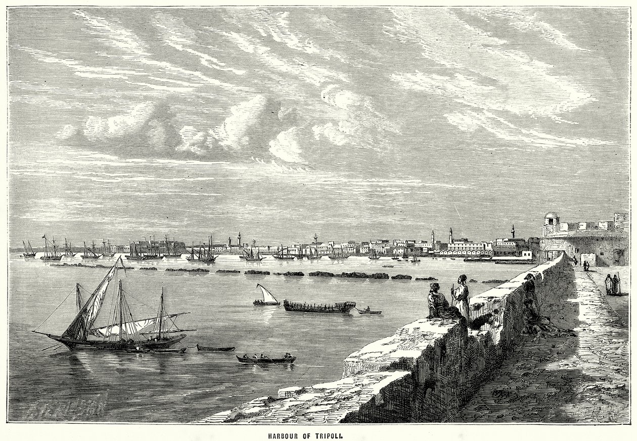 Haven van Tripoli (gravure) door English School