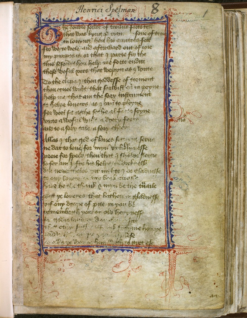Harley 2392, f.1 Troilus en Criseyde, door Geoffrey Chaucer (perkament) door English School