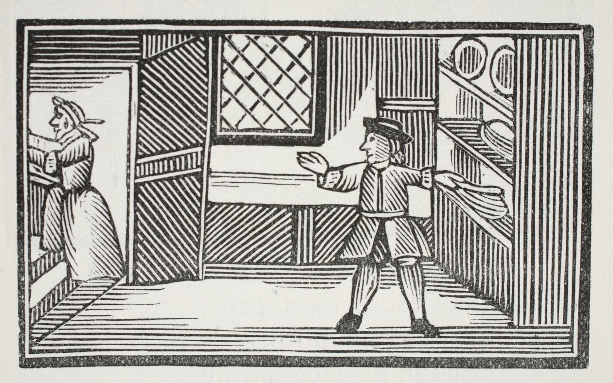 Hij ging naar de voorraadkast en hielp zichzelf aan brood en boter, illustratie uit Chap-books van de achttiende eeuw door John Ashton, uitgegeven 1882 door English School