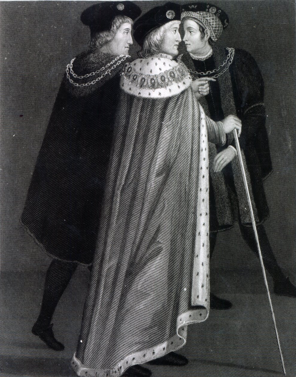Hendrik VII met Richard Empson en Sir Edmund Dudley door English School