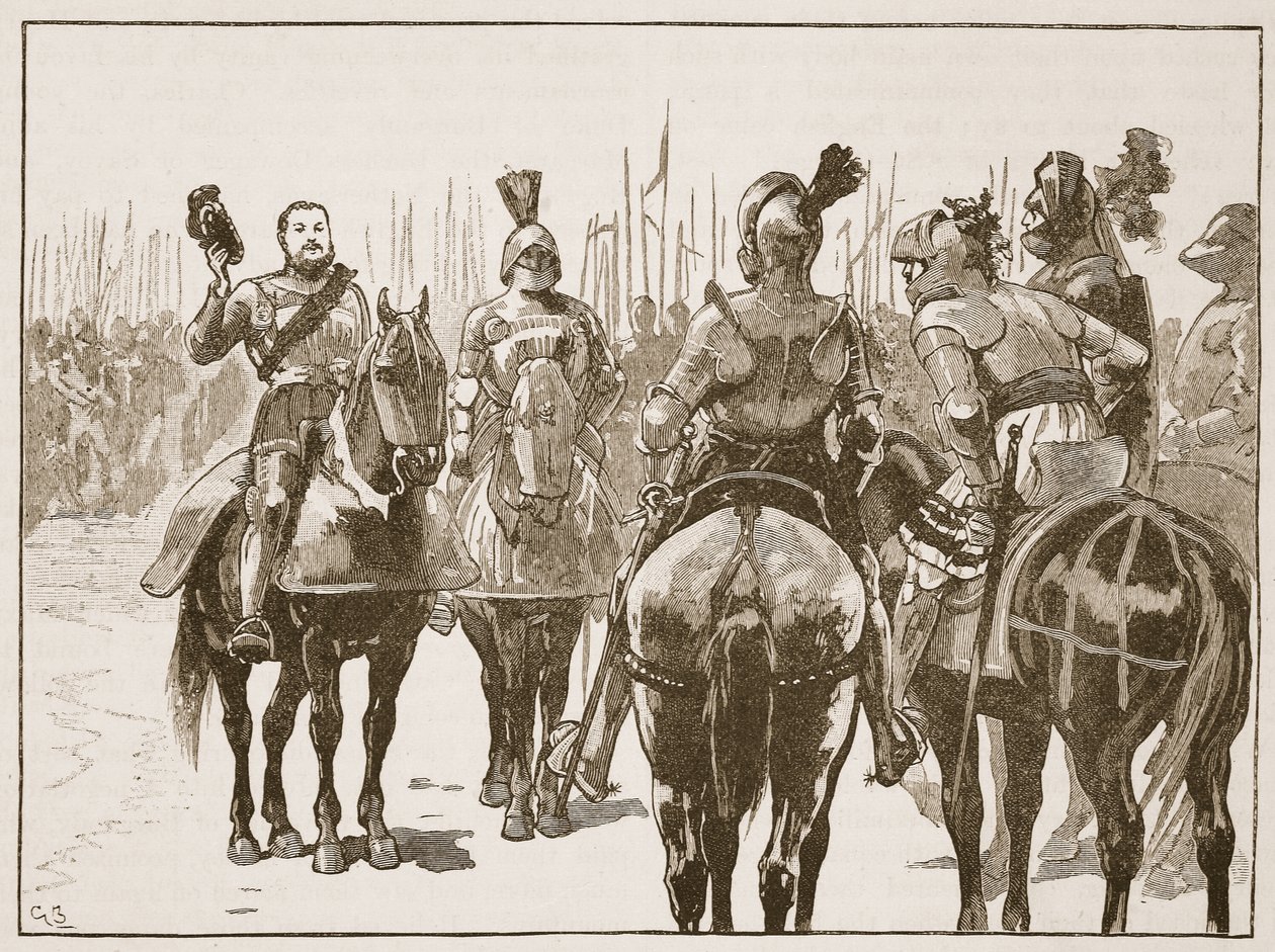 Hendrik en de gevangengenomen Franse officieren, illustratie uit Cassells Geïllustreerde Geschiedenis van Engeland door English School