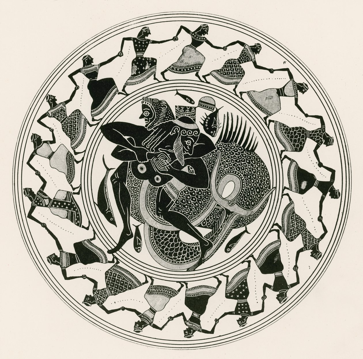 Herakles worstelend met Triton (gravure) door English School