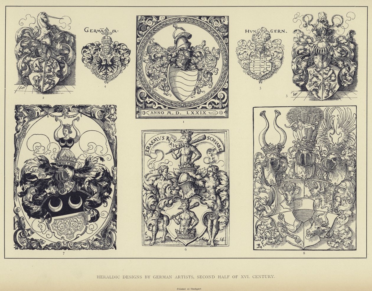 Heraldische ontwerpen door Duitse kunstenaars, tweede helft van de zestiende eeuw (litho) door English School
