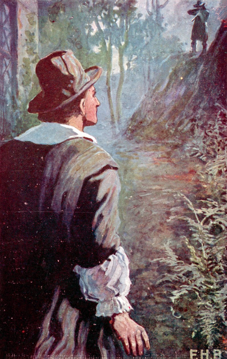 "Zijn geweer was vol op mij gericht" (kleurenlitho) door English School