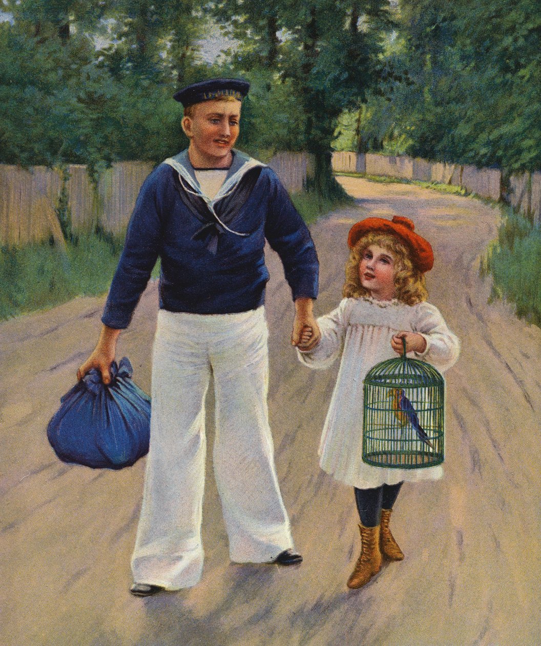 Weer thuis (kleurenlitho) door English School