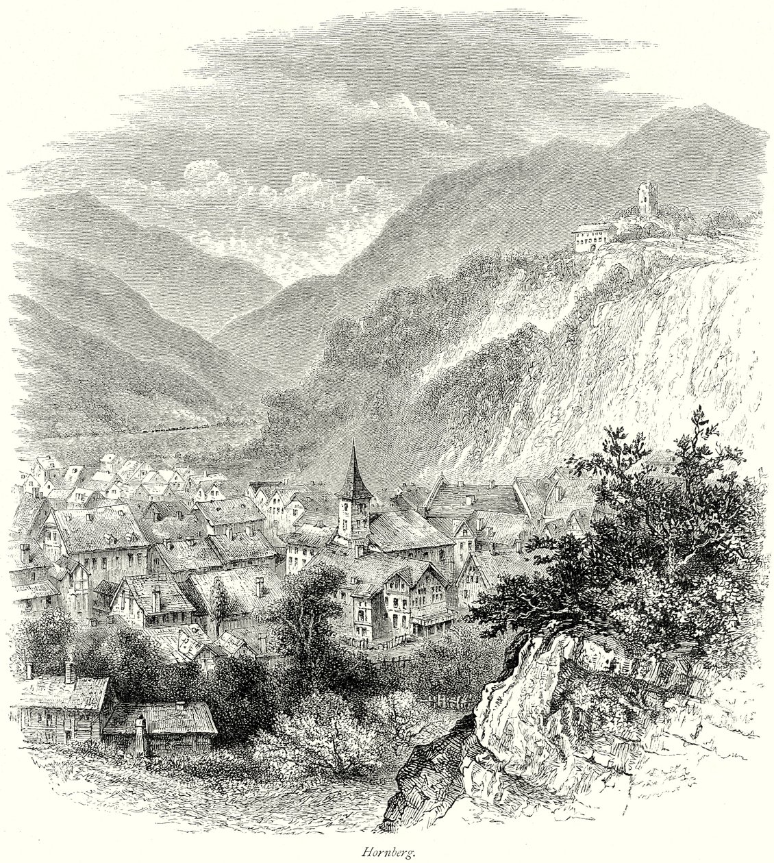 Hornberg (gravure) door English School