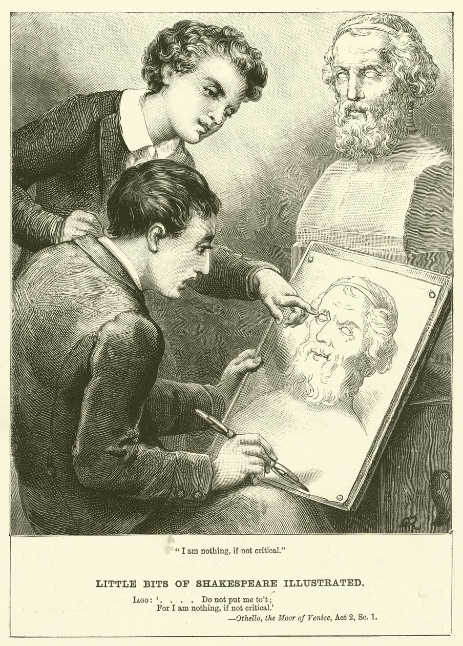 "Ik ben niets, als ik niet kritisch ben" (gravure) door English School