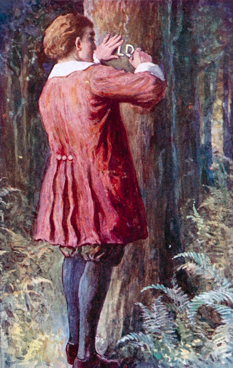 "Ik heb LD erop gekerfd" (kleurenlitho) door English School