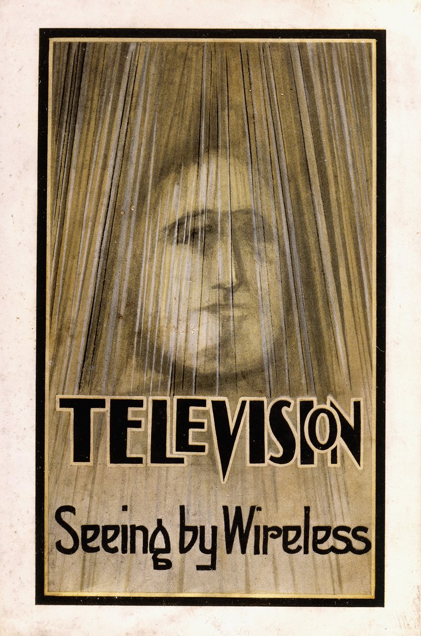 Geïllustreerde stofomslag voor de eerste editie van "Television", 1926 door English School