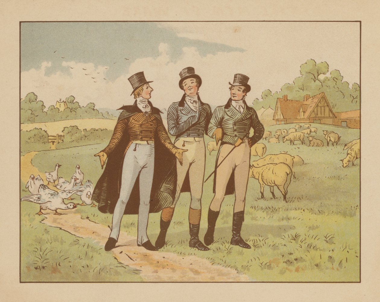 Illustratie voor De mannen van Ware, ca. 1880 (kleurenlitho) door English School