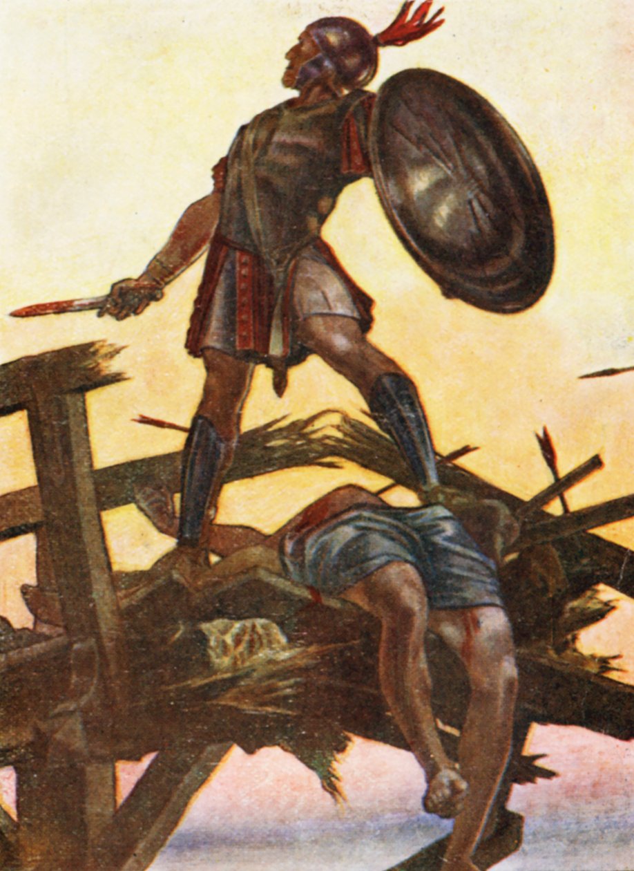 Illustratie voor verhalen uit de Romeinse geschiedenis (kleurenlitho) door English School