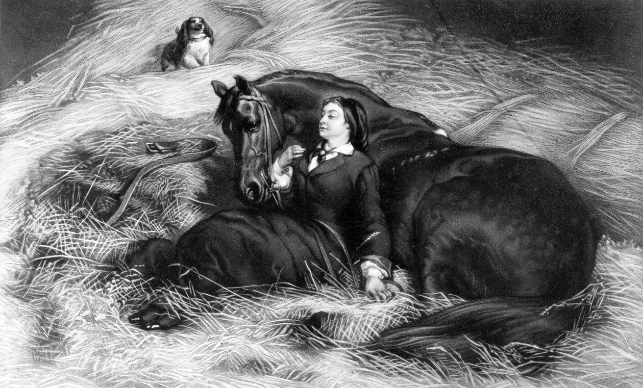 Illustratie van Meisje met paard, naar Rosa Bonheur, 19e eeuw door English School