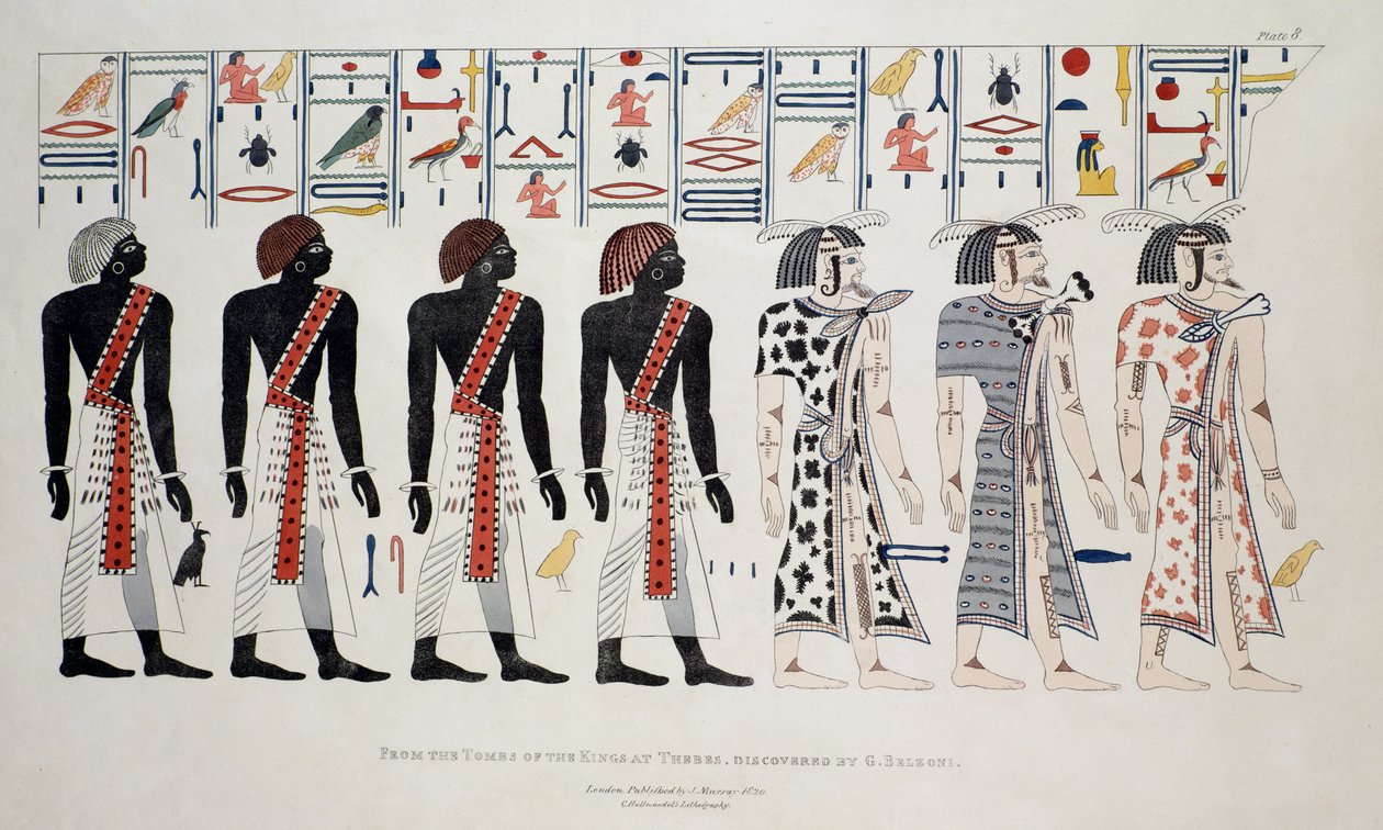 Illustratie uit de Graven van de Koningen in Thebe, ontdekt door G. Belzoni, prent gepubliceerd 1820 door English School