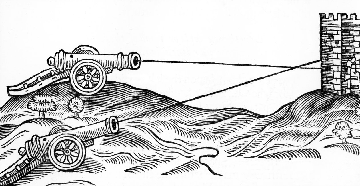 Illustratie van kanonvuur in De kunst van de artillerie door Thomas Smith (fl.1600-27), 1628 door English School