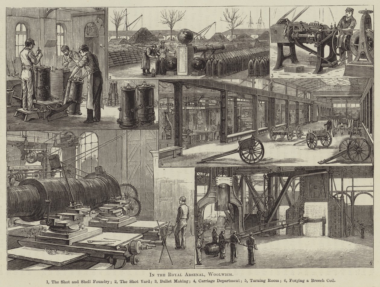 In het Koninklijk Arsenaal, Woolwich (gravure) door English School