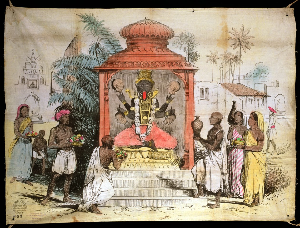 India, figuur en aanbidding van Kali, c.1850 door English School