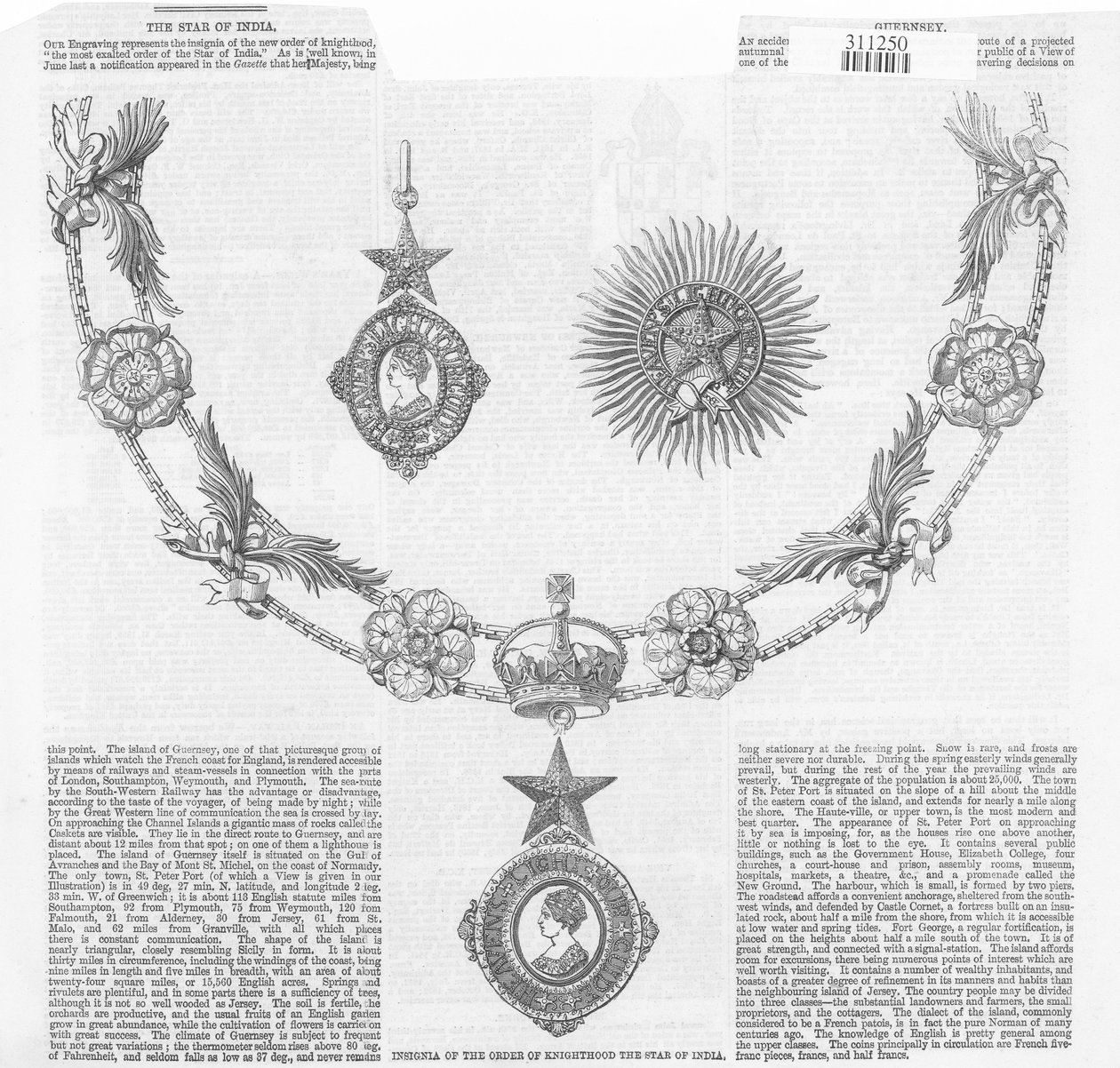 Insignes van de Orde van Ridderlijkheid De Ster van India, uit The Illustrated London News door English School
