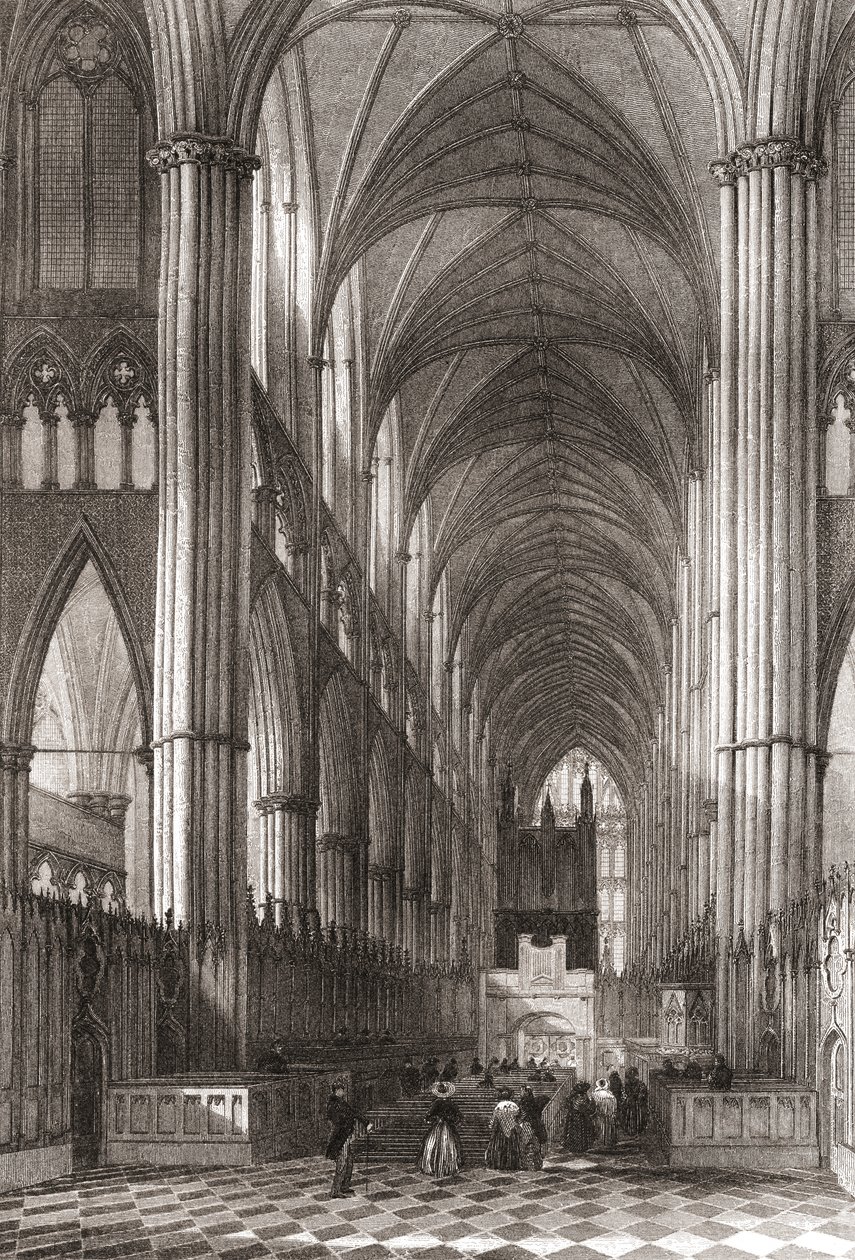 Interieur van Westminster Abbey, City of Westminster, Londen, Engeland door English School