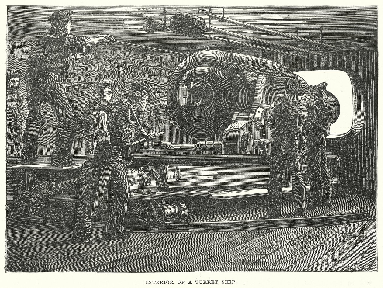 Interieur van een Torenschip (gravure) door English School