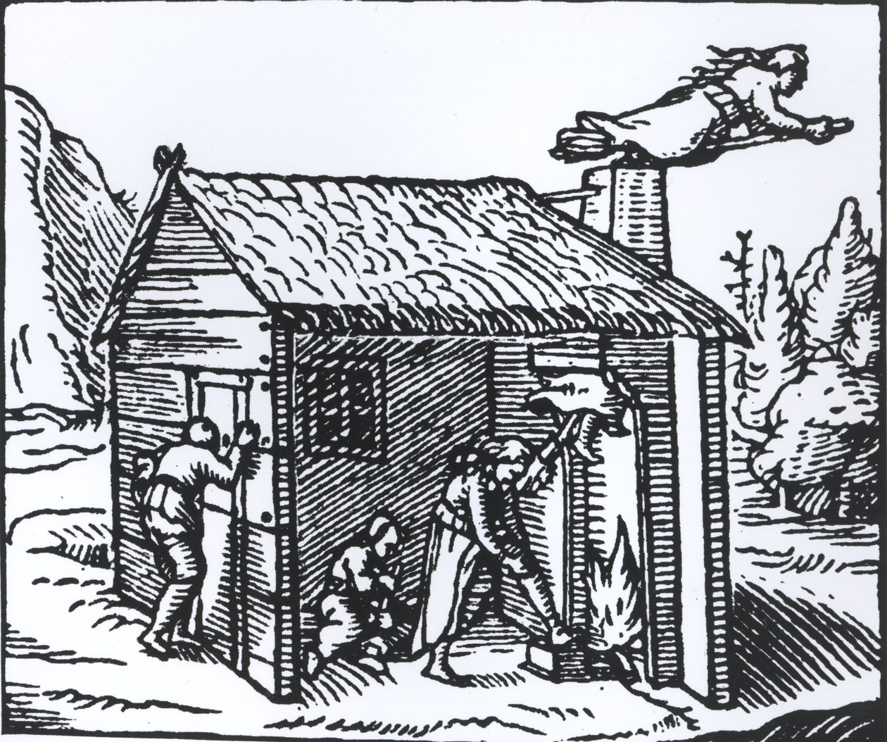 Interieur van een heksenhuis, 1579 door English School