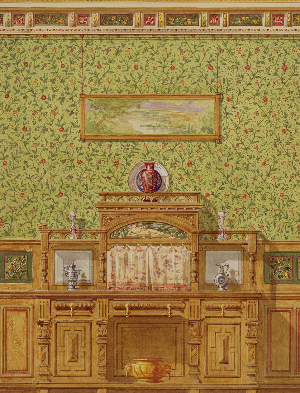 Interieur met dressoir, ca. 1870s door English School